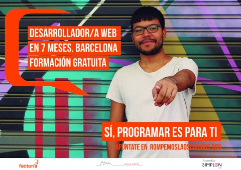 Cartell promocional de la segona edició del curs de desenvolupament web de Factoría F5