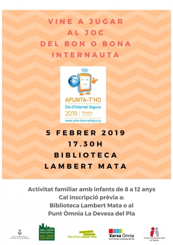Cartell de l'activitat familiar 'Joc del bon@ internauta' a Ripoll
