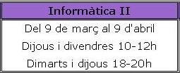 Calendari del curs Informàtica II