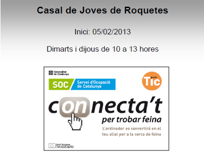 Cartell del programa Connecta't a Roquetes