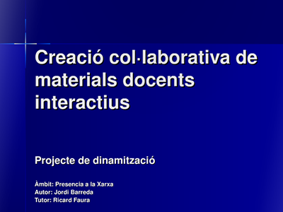 Portada del projecte de Jordi Barreda