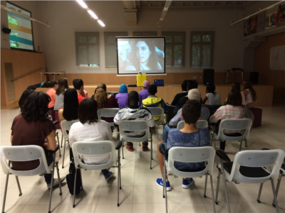 Projecció sobre el projecte Erasmus a la I Jornada Europea de la Joventut de la Garrotxa