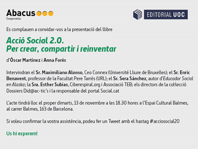 Invitació a la presentació del llibre "Acció Social 2.0. Per crear, compartir i reinventar"