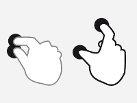 Icona que mostra el gest d'ampliar el contingut dins la pantalla tàctil