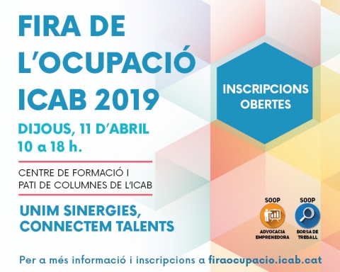 Cartell de la Fira de l'Ocupació de l'ICAB 2019
